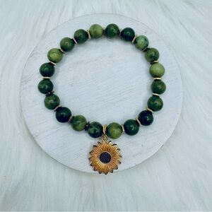 Go Green Sunflower Beaded Bracelet Charm